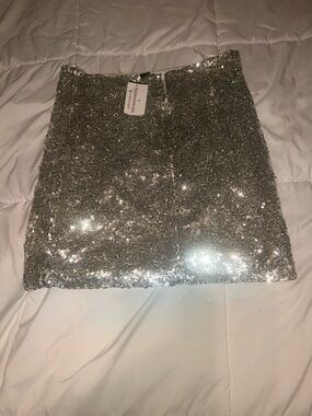 Windsor Silver Sequin Mini Skirt